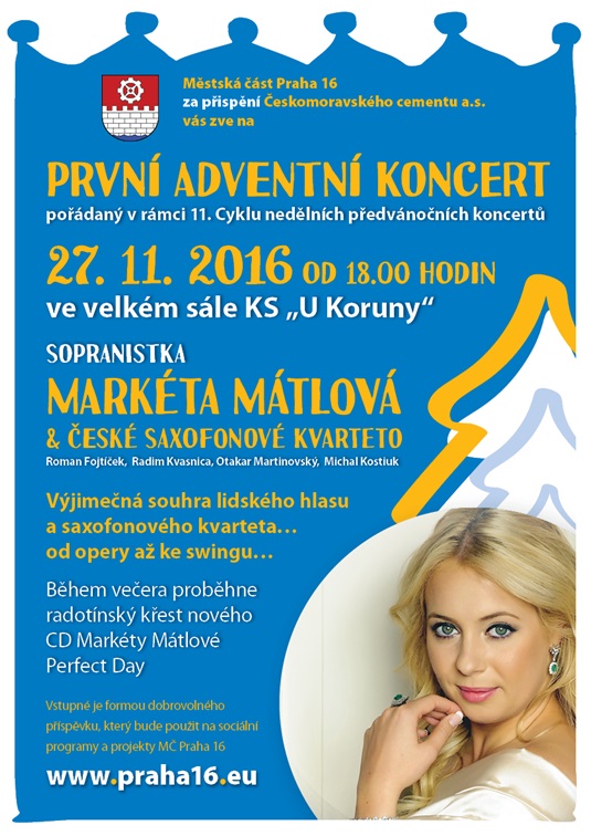 Pozvánka na adventní koncert Markéty Mátlové
