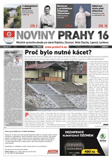 Titulní strana Novin Prahy 16 na duben 2021