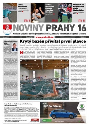 Titulní strana červnového vydání Novin Prahy 16