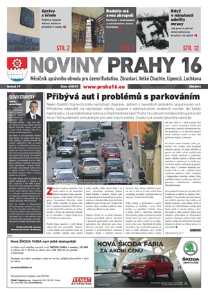 Titulní strana únorového vydání Novin Prahy 16