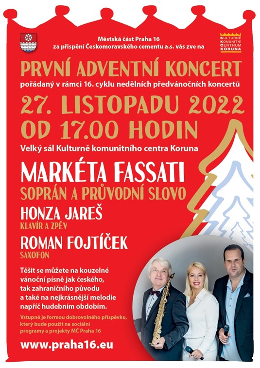 Pozvánka na první adventní koncert, 27.11.2022