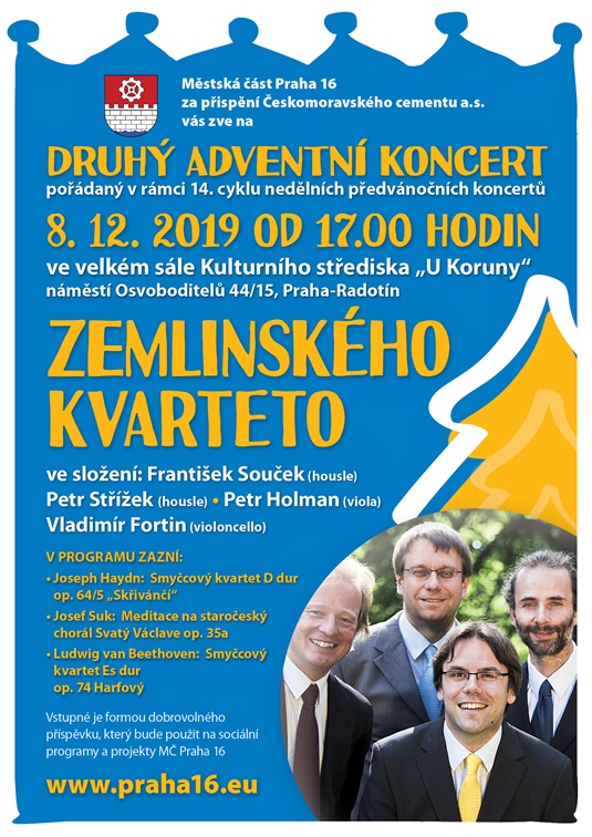 Plakát - Adventní koncert - Zemlinského kvarteto